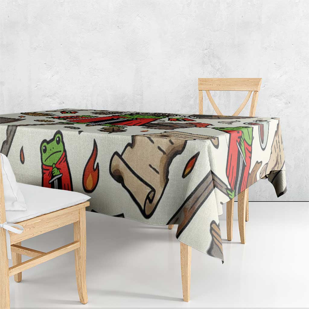 Funny Cartoon Knight Frog Tablecloth Medieval Mood Meme