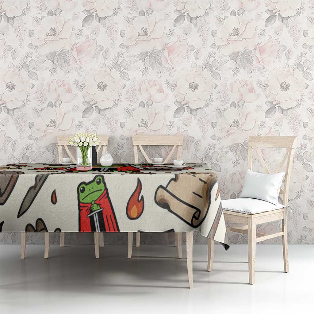 Funny Cartoon Knight Frog Tablecloth Medieval Mood Meme