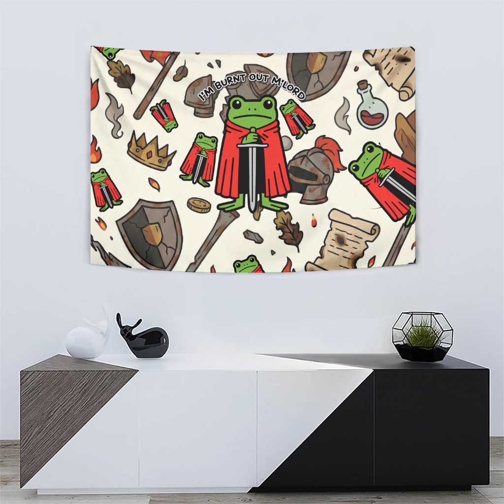 Funny Cartoon Knight Frog Tapestry Medieval Mood Meme