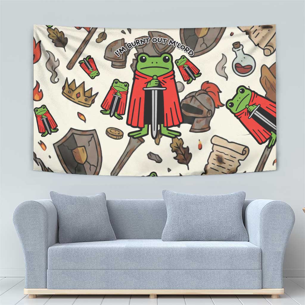 Funny Cartoon Knight Frog Tapestry Medieval Mood Meme