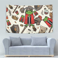 Funny Cartoon Knight Frog Tapestry Medieval Mood Meme