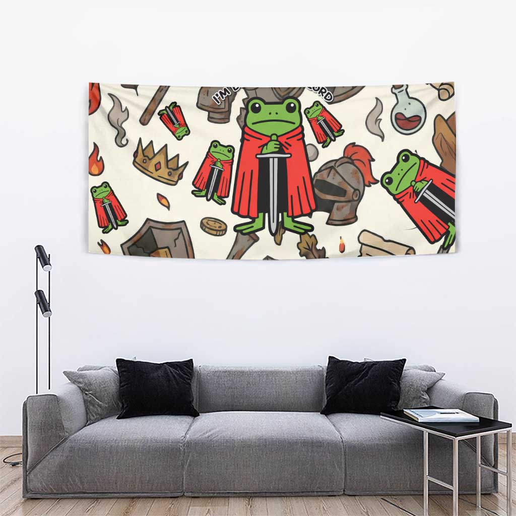 Funny Cartoon Knight Frog Tapestry Medieval Mood Meme
