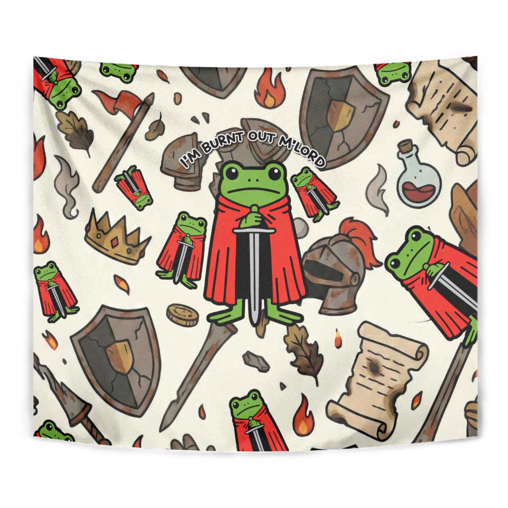 Funny Cartoon Knight Frog Tapestry Medieval Mood Meme