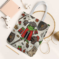 Funny Cartoon Knight Frog Tote Bag Medieval Mood Meme