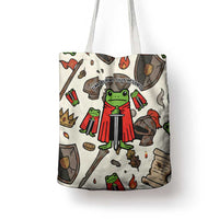 Funny Cartoon Knight Frog Tote Bag Medieval Mood Meme