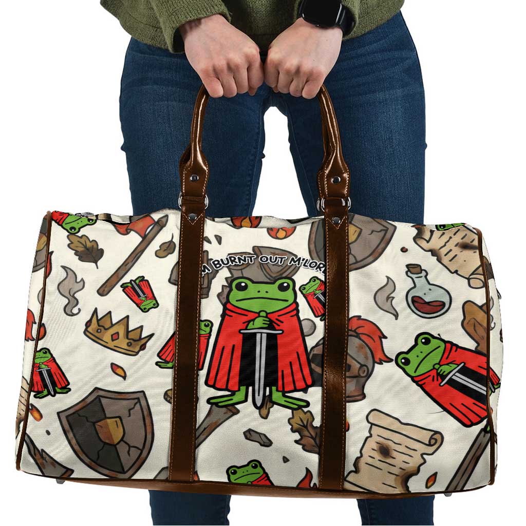 Funny Cartoon Knight Frog Travel Bag Medieval Mood Meme