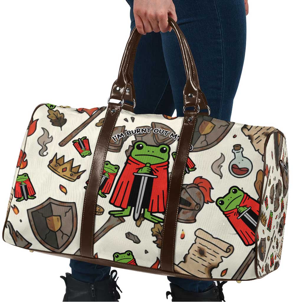 Funny Cartoon Knight Frog Travel Bag Medieval Mood Meme
