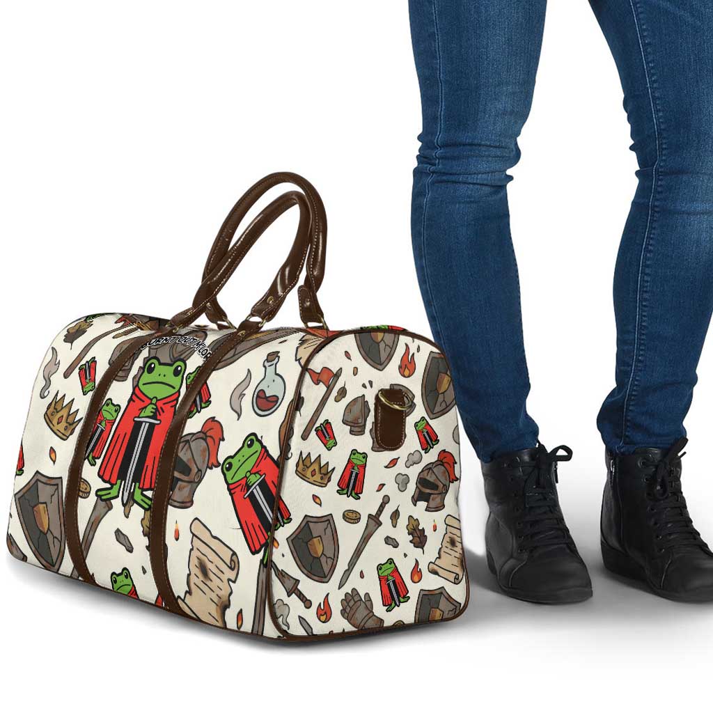 Funny Cartoon Knight Frog Travel Bag Medieval Mood Meme