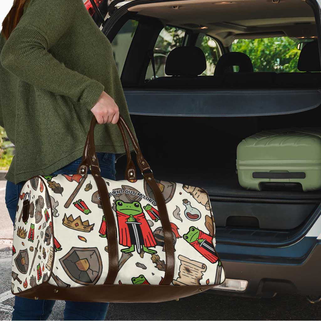 Funny Cartoon Knight Frog Travel Bag Medieval Mood Meme
