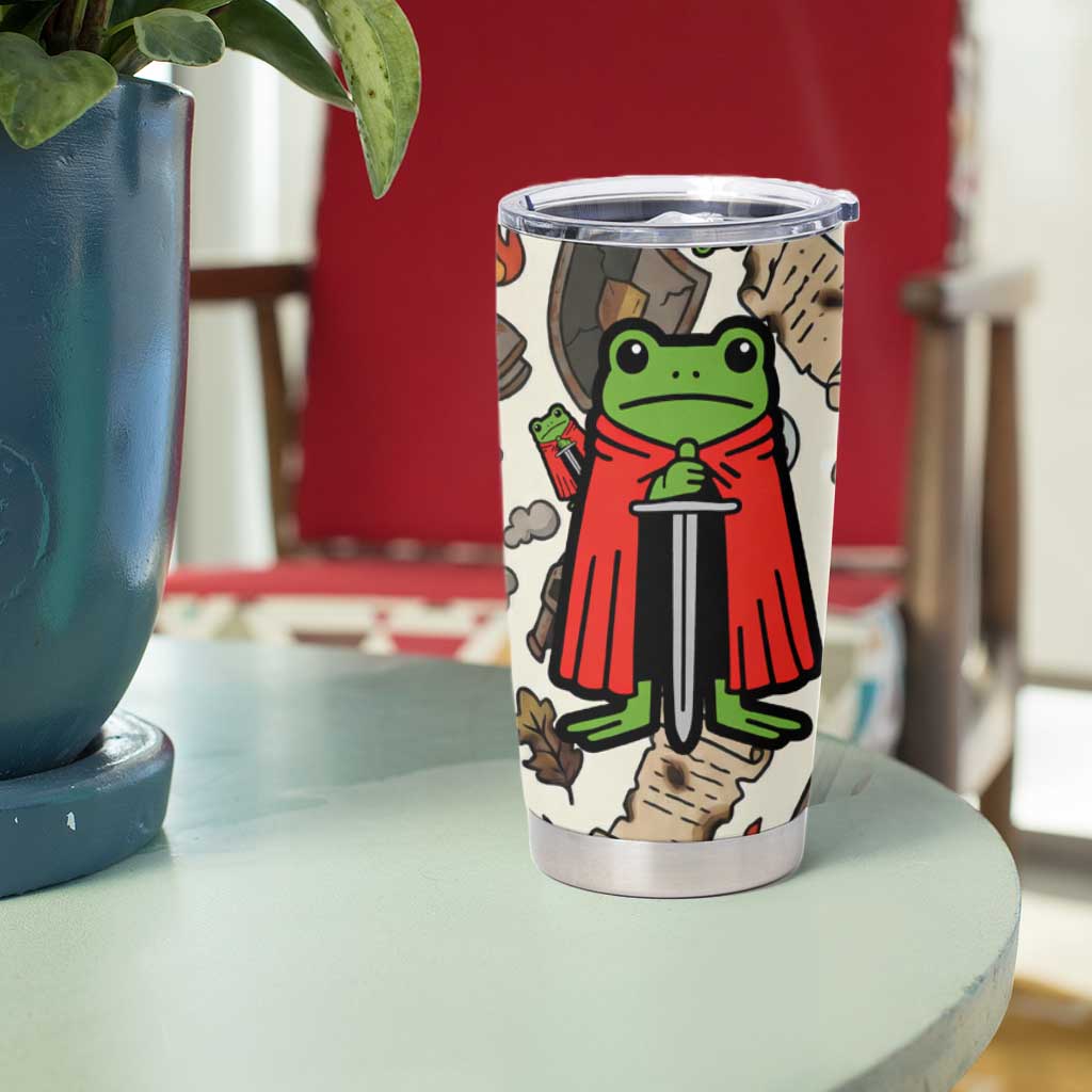 Funny Cartoon Knight Frog Tumbler Cup Medieval Mood Meme