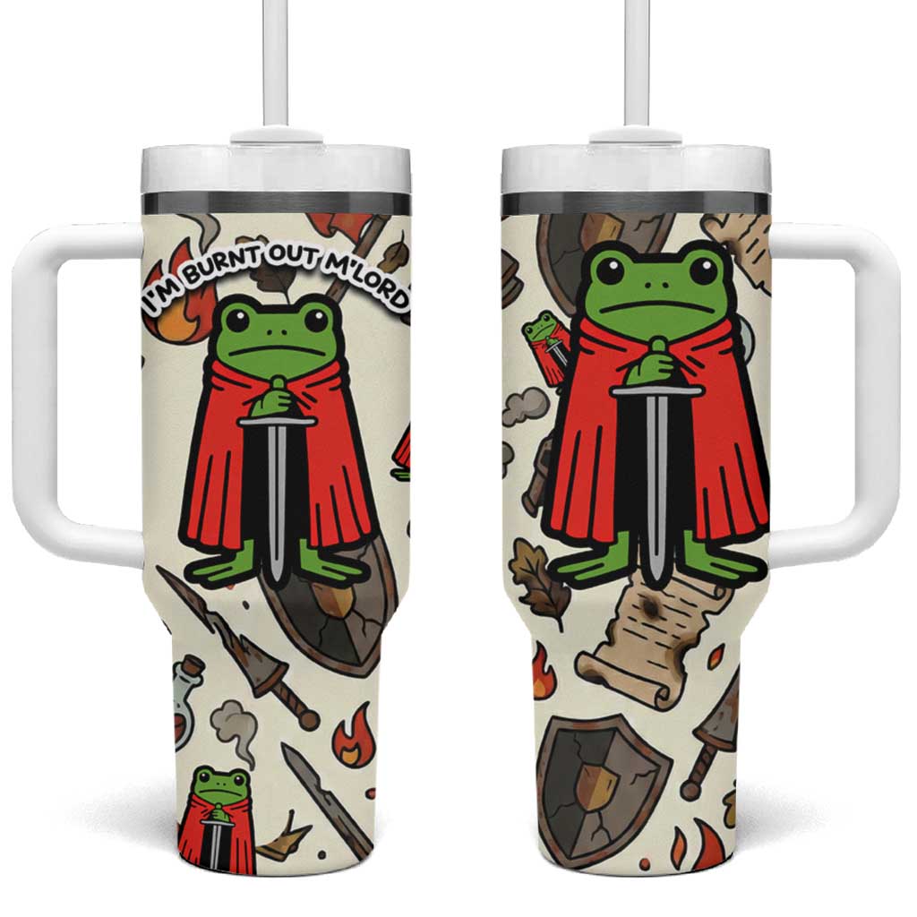 Funny Cartoon Knight Frog Tumbler With Handle Medieval Mood Meme