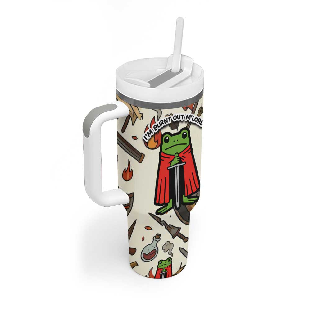 Funny Cartoon Knight Frog Tumbler With Handle Medieval Mood Meme