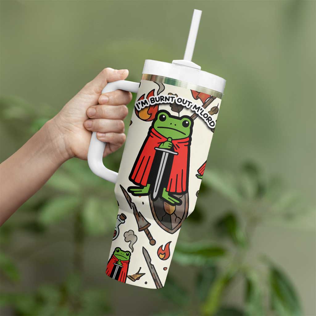 Funny Cartoon Knight Frog Tumbler With Handle Medieval Mood Meme