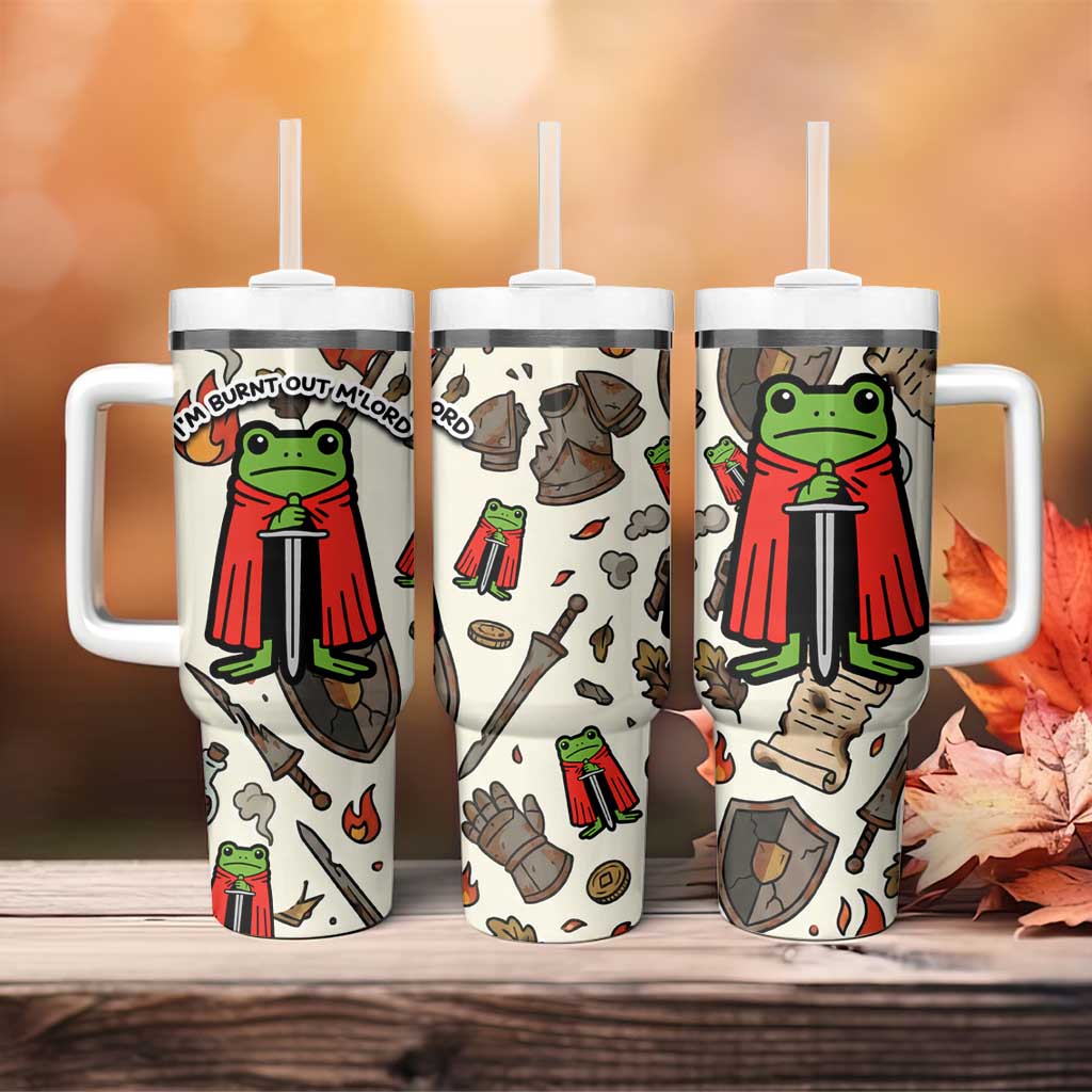 Funny Cartoon Knight Frog Tumbler With Handle Medieval Mood Meme