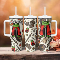 Funny Cartoon Knight Frog Tumbler With Handle Medieval Mood Meme