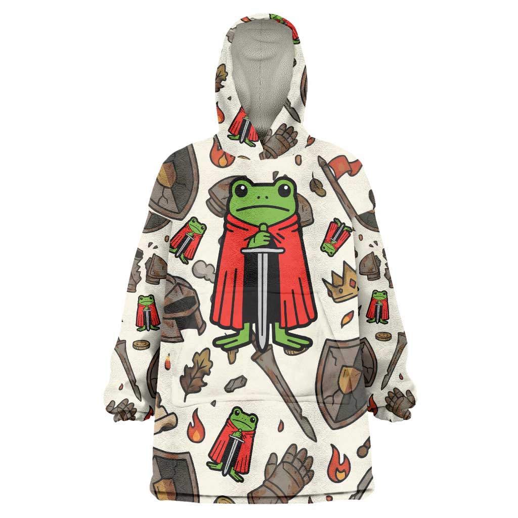 Funny Cartoon Knight Frog Wearable Blanket Hoodie Medieval Mood Meme