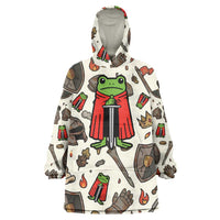 Funny Cartoon Knight Frog Wearable Blanket Hoodie Medieval Mood Meme