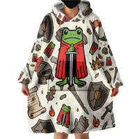 Funny Cartoon Knight Frog Wearable Blanket Hoodie Medieval Mood Meme