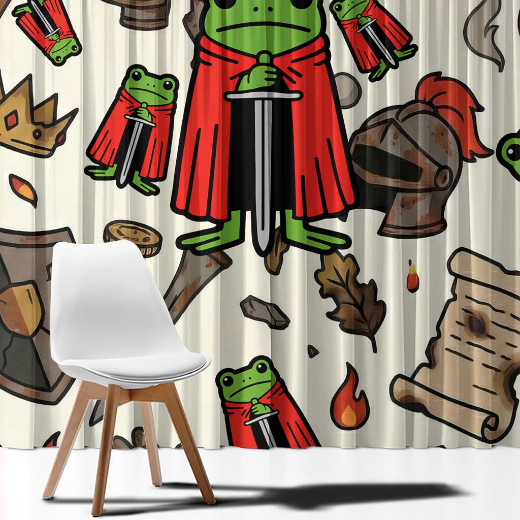 Funny Cartoon Knight Frog Window Curtain Medieval Mood Meme