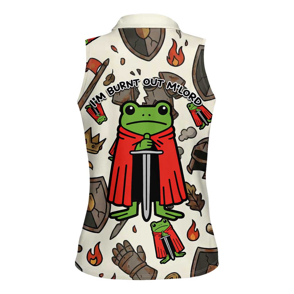 Funny Cartoon Knight Frog Women Sleeveless Polo Shirt Medieval Mood Meme
