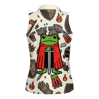 Funny Cartoon Knight Frog Women Sleeveless Polo Shirt Medieval Mood Meme