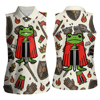 Funny Cartoon Knight Frog Women Sleeveless Polo Shirt Medieval Mood Meme