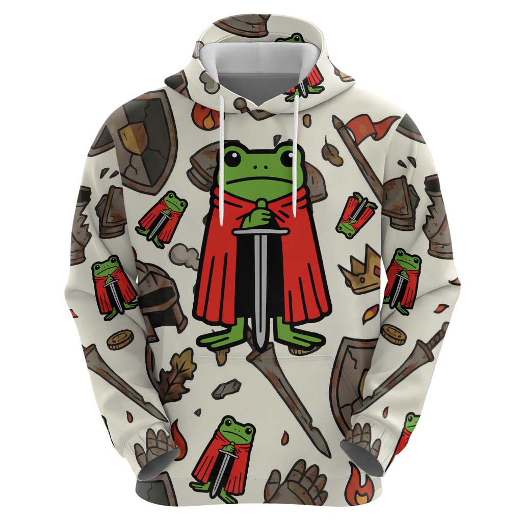 Funny Cartoon Knight Frog Zip Hoodie Medieval Mood Meme