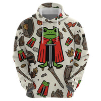 Funny Cartoon Knight Frog Zip Hoodie Medieval Mood Meme