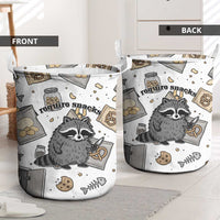 I Require Snacks Raccoon Laundry Basket Cute Bandit Raccoon Chaos with a Knife