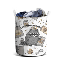 I Require Snacks Raccoon Laundry Basket Cute Bandit Raccoon Chaos with a Knife