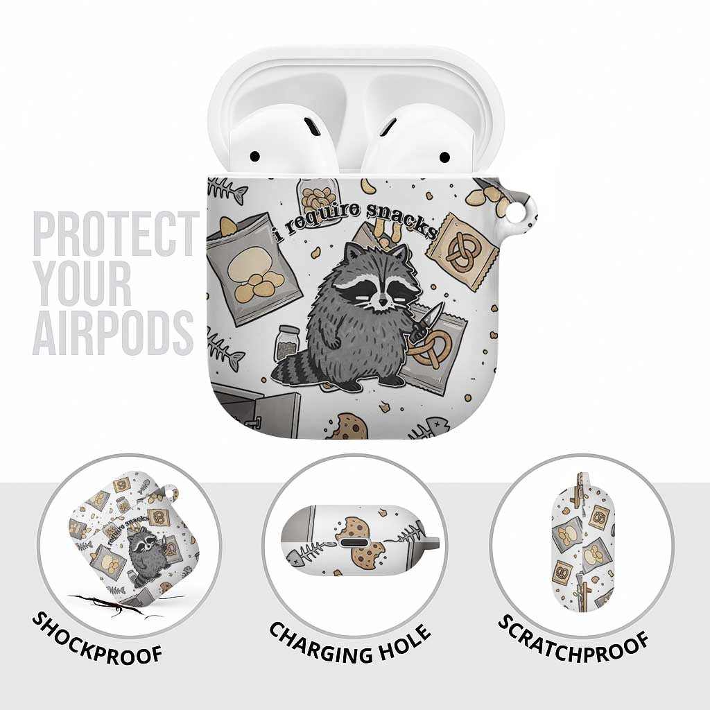 I Require Snacks Raccoon AirPods Case Cute Bandit Raccoon Chaos with a Knife