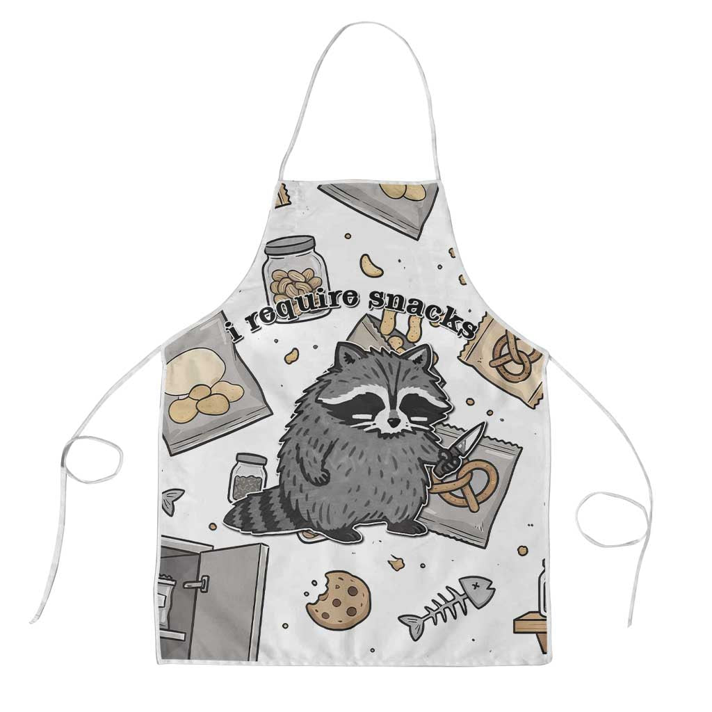 I Require Snacks Raccoon Apron Cute Bandit Raccoon Chaos with a Knife