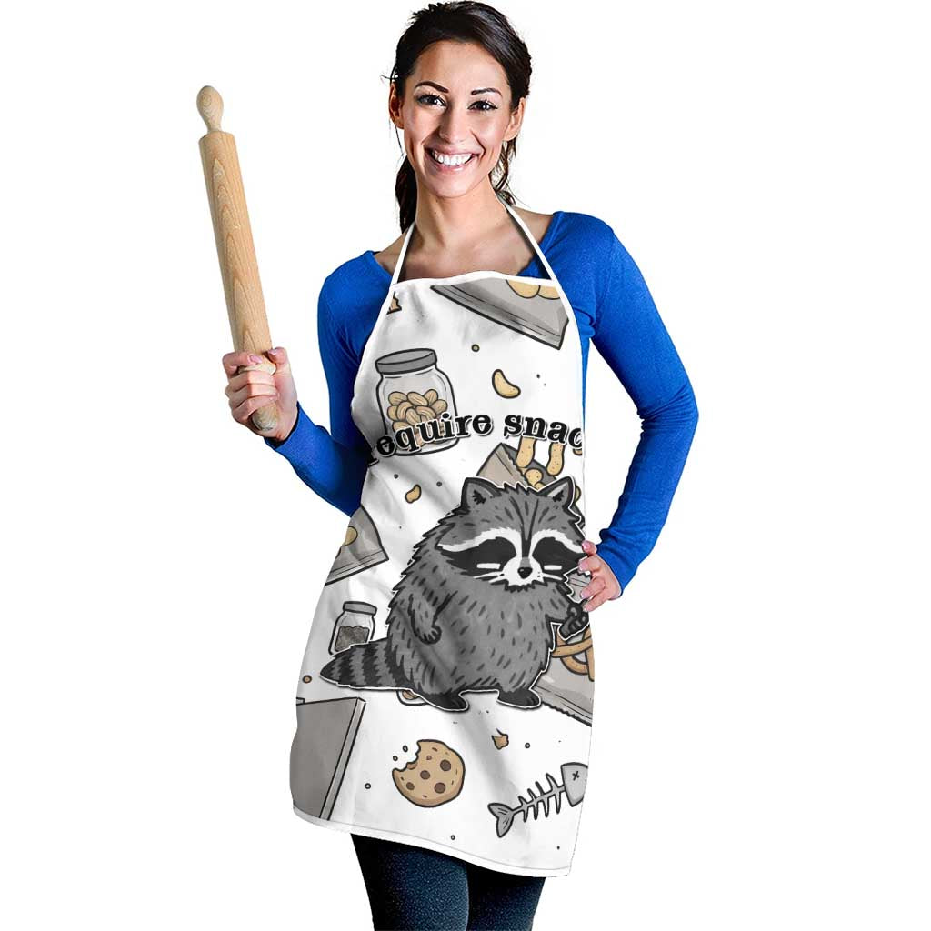 I Require Snacks Raccoon Apron Cute Bandit Raccoon Chaos with a Knife