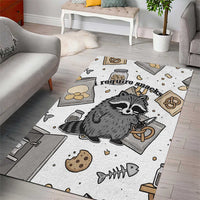 I Require Snacks Raccoon Area Rug Cute Bandit Raccoon Chaos with a Knife