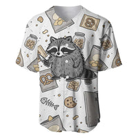 I Require Snacks Raccoon Baseball Jersey Cute Bandit Raccoon Chaos with a Knife