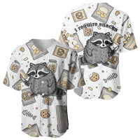 I Require Snacks Raccoon Baseball Jersey Cute Bandit Raccoon Chaos with a Knife