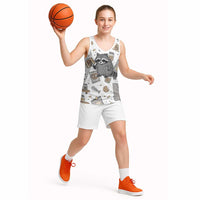I Require Snacks Raccoon Basketball Jersey Cute Bandit Raccoon Chaos with a Knife