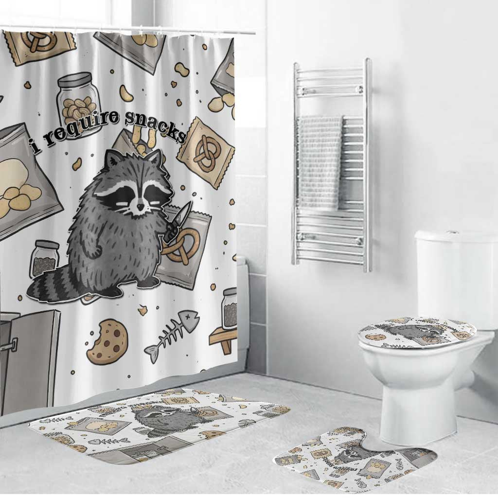 I Require Snacks Raccoon Bathroom Set Cute Bandit Raccoon Chaos with a Knife