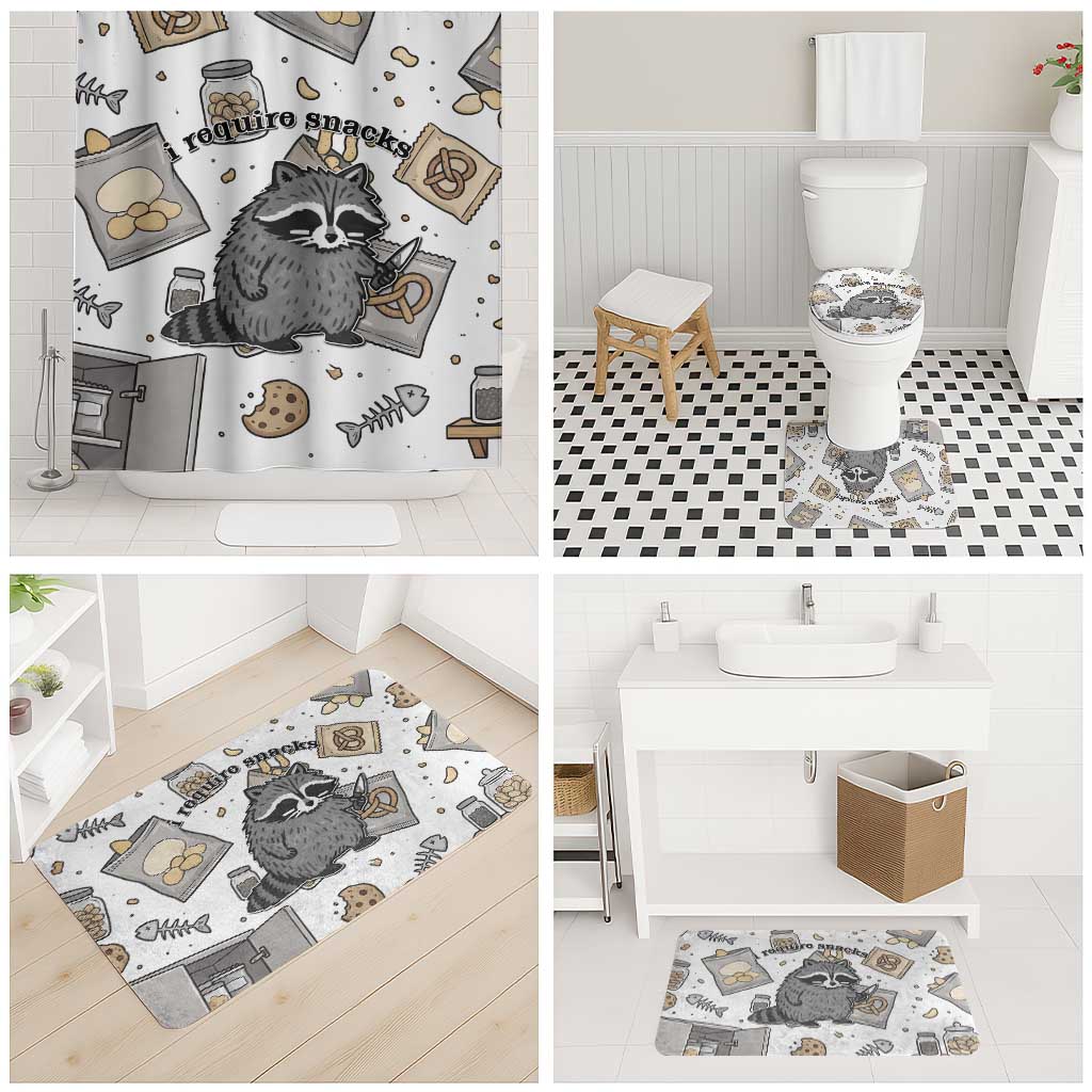 I Require Snacks Raccoon Bathroom Set Cute Bandit Raccoon Chaos with a Knife