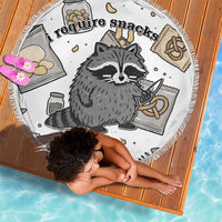 I Require Snacks Raccoon Beach Blanket Cute Bandit Raccoon Chaos with a Knife