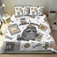 I Require Snacks Raccoon Bedding Set Cute Bandit Raccoon Chaos with a Knife