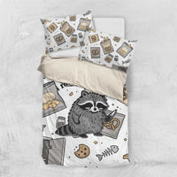 I Require Snacks Raccoon Bedding Set Cute Bandit Raccoon Chaos with a Knife