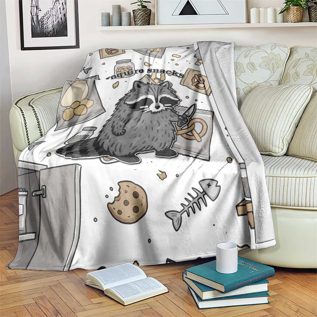 I Require Snacks Raccoon Blanket Cute Bandit Raccoon Chaos with a Knife