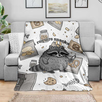 I Require Snacks Raccoon Blanket Cute Bandit Raccoon Chaos with a Knife