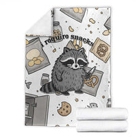 I Require Snacks Raccoon Blanket Cute Bandit Raccoon Chaos with a Knife