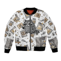 I Require Snacks Raccoon Bomber Jacket Cute Bandit Raccoon Chaos with a Knife
