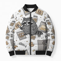 I Require Snacks Raccoon Bomber Puffer Jacket Cute Bandit Raccoon Chaos with a Knife