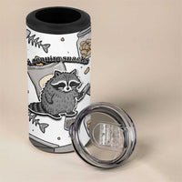 I Require Snacks Raccoon 4 in 1 Can Cooler Tumbler Cute Bandit Raccoon Chaos with a Knife