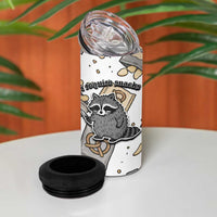 I Require Snacks Raccoon 4 in 1 Can Cooler Tumbler Cute Bandit Raccoon Chaos with a Knife