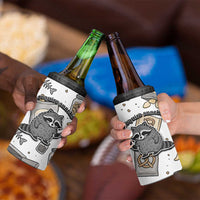 I Require Snacks Raccoon 4 in 1 Can Cooler Tumbler Cute Bandit Raccoon Chaos with a Knife